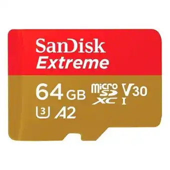 Cartão memória microsdxc sandisk 64gb extreme uhs-i a2 v30 u3 class10 + adaptador