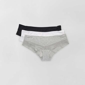 Kiabi Lote de 3 shorties de algodão em renda promoção