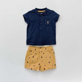 Kiabi Conjunto polo bordado + calções promoção