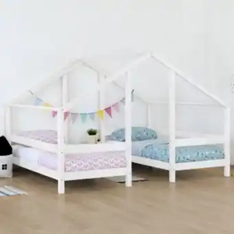 Eurekakids Cama casinha de madeira para dois villy branco promoção