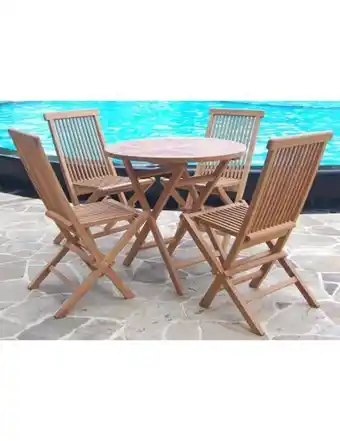 Conjunto mesa madeira redonda 80 - tgf-122c + 4 cadeiras tif-001