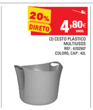 Continente Cesto Plástico Multiusos 42L promoção