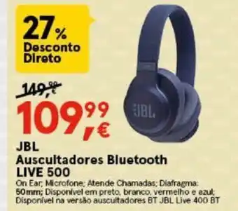 JBL Auscultadores Bluetooth LIVE 500