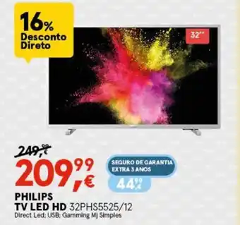 Worten PHILIPS TV LED HD 32PHS5525/12 promoção