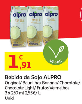 Auchan Bebida de Soja Alpro 3x250ml promoção