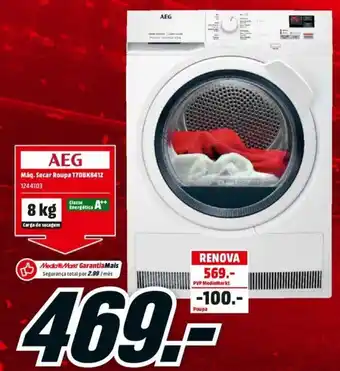 MediaMarkt AEG Máq. Secar Roupa T7DBK841Z 8KG promoção