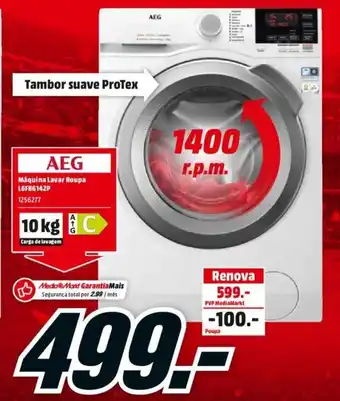 MediaMarkt AEG Máquina Lavar Roupa L6FBG142P 10KG promoção