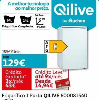 Auchan Frigorífico 1 porta qilive:600081540 promoção