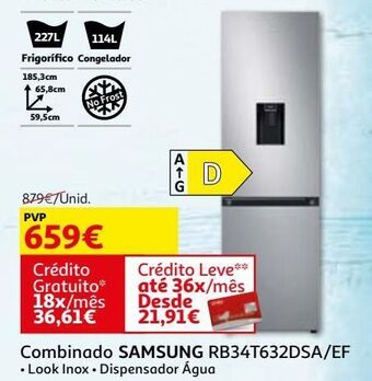 Auchan Combinado samsung:look inox rb34t632dsa/ef promoção