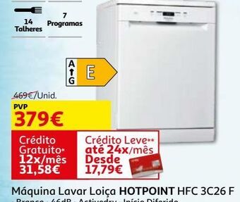 Auchan Maquina lavar loiça hotpoint:branco hfc 3c26 f promoção