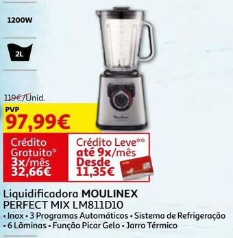 Auchan Liquidificadora moulinex:inox perfect mix lm811d10 promoção