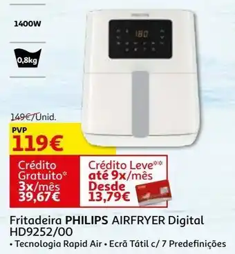 Auchan Fritadeira philips:airfryer digital hd9252/00 promoção