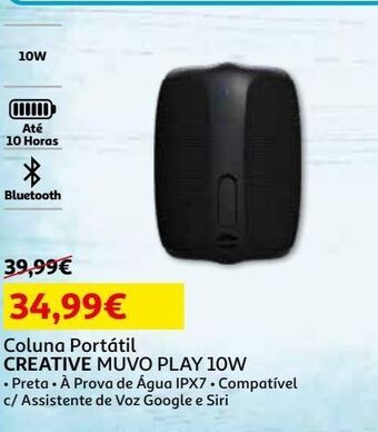 Coluna portátil creative muvo play 10w preta