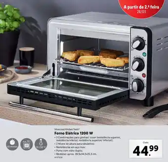 Lidl Silvercrest Kitchen Tools Forno Elétrico 1200W promoção