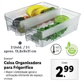 Lidl Ernesto Caixa Organizador para Frigorífico 2 x 13,8 x 9 x 31cm promoção