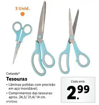 Lidl Crelando Tesouras 3 unid promoção