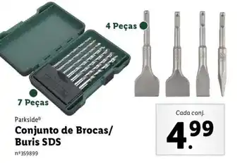 Lidl Parkside Conjunto de Brocas / Buris SDS 7 / 4 peças promoção