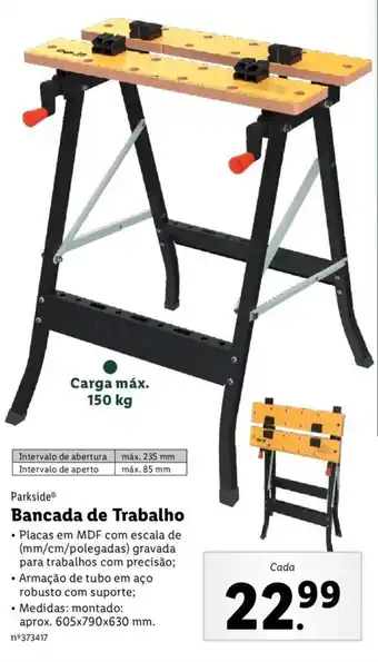 Lidl Parkside Bancada de Trabalho 605 x 790 x 630cm promoção