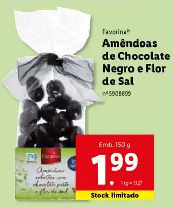 Lidl Favorina Amêndoas de Chocolate Negro e Flor de Sal 150g promoção