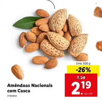 Lidl Amêndoas Nacionais com Casca 500g promoção