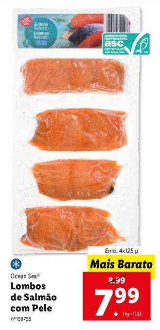 Lidl Ocean Sea Lombos de Salmão com Pele 4 x 125g promoção