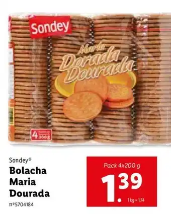 Lidl Sondey Bolacha Maria Dourada 4 x 200g promoção