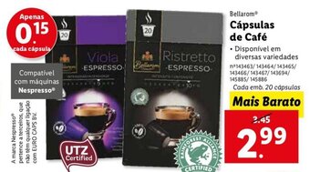 Lidl Bellarom Cápsulas de Café 20 cápsulas promoção