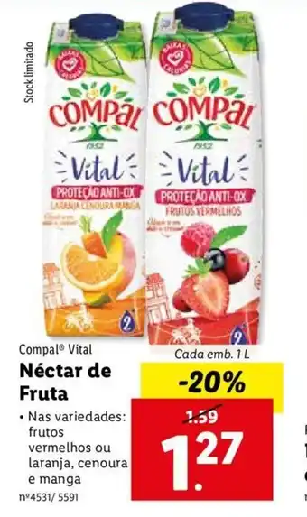 Lidl Compal Vital Nêctar de Fruta 1L promoção