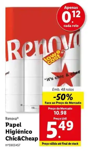 Lidl Renova Papel Higiénico Chic & Cheap 48 rolos promoção