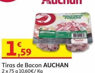 Auchan Tiras de bacon auchan:2x75 g promoção