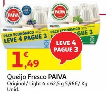 Auchan Queijo fresco light paiva promoção