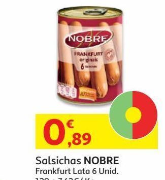 Auchan Salsichas nobre:lata 6 un 120 g promoção