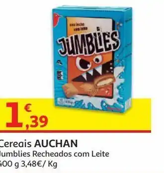 Auchan Cereais jumblies auchan:recheados c/leite 400 g promoção