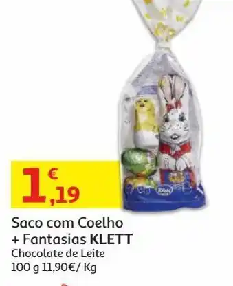 Saco c/coelho+ fantasias klettchocolate leite 100g