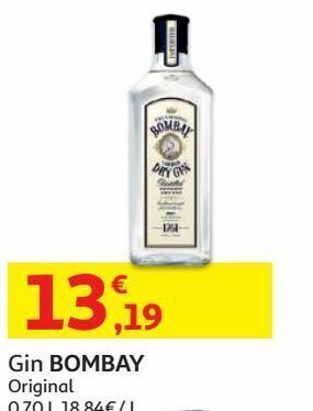 Auchan Dry gin bombay:original 40º 0.70 l promoção