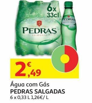 Auchan Agua c/gas pedras salgadas:pet 6x0.33 l promoção