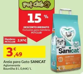 Auchan Areia gato aglomerante sanicat:baunilha 8l promoção