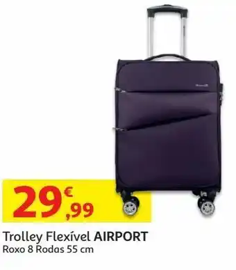 Auchan Trolley flexivel airport:cabine roxo 8r 55cm promoção