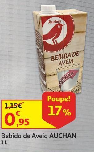 Auchan Bebida auchan:aveia 1l promoção