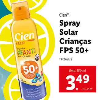 Lidl Spray Solar Crianças FPS 50+ 150ml promoção