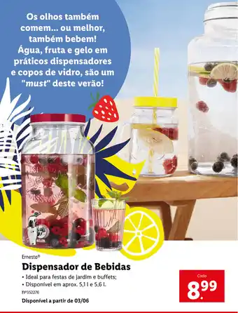 Lidl Ernesto Dispensador de Bebidas 5,1L e 5,6L promoção