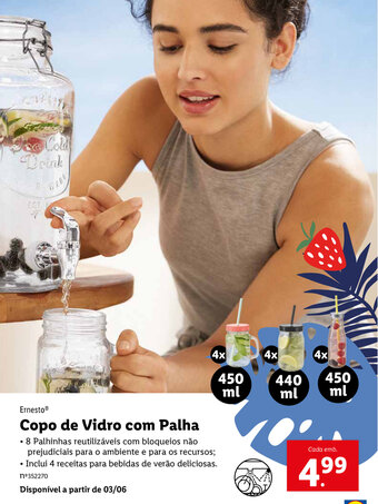 Lidl Ernesto Copo de Vidro com Palha promoção
