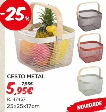 Espaço Casa Cesto Metal 25x25x17cm promoção