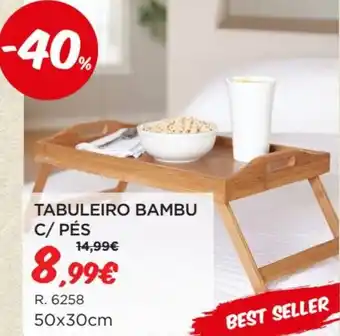 Tabuleiro Bambu C/Pés 50x30cm