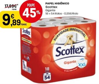 Intermarché Papel Higiénico Scottex 18=54 Rolos promoção