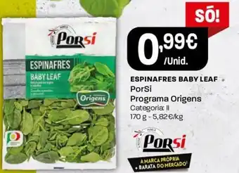 Intermarché Espinafre Baby Leaf PorSi Programa Origens 170g promoção
