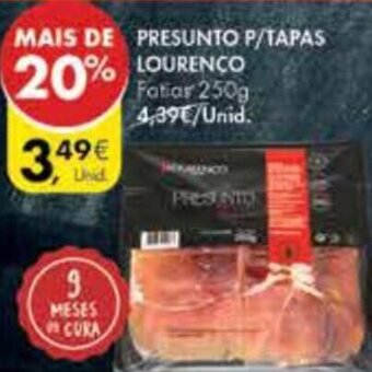 Pingo Doce Presunto P/Tapas Lourenco 250g promoção