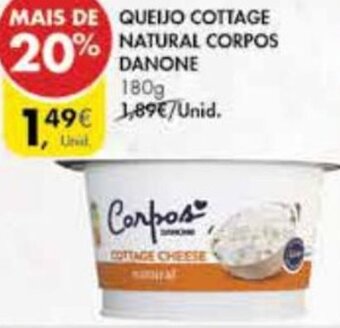 Pingo Doce Queijo Cottage Natural Corpos Danone 180g promoção