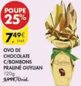 Pingo Doce Ovo de Chocolate C/Bombons Praliné Guylian 120g promoção