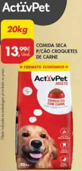 Pingo Doce ActïvPet Comida Seca P/Cão Croquetes de Carne 20kg promoção